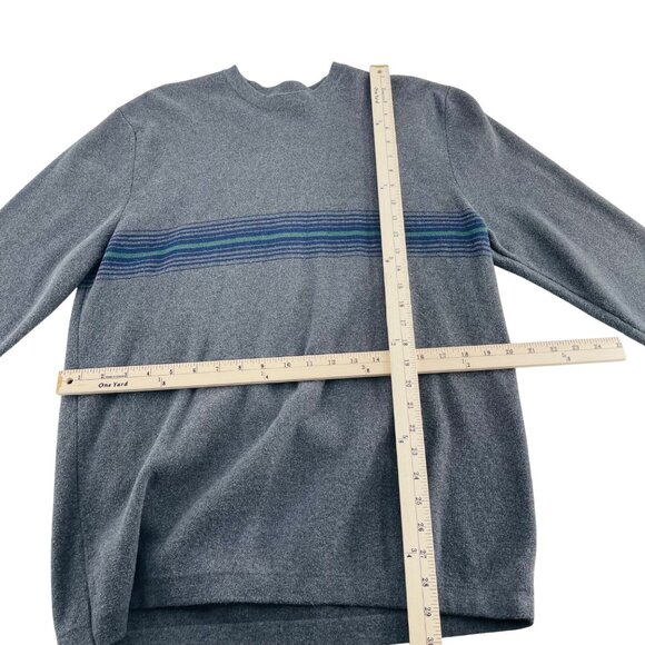 Cherokee Mens XL Gray Cotton Sweater With Blue/Green Stripe Pattern Y2k - Picture 3 of 4
